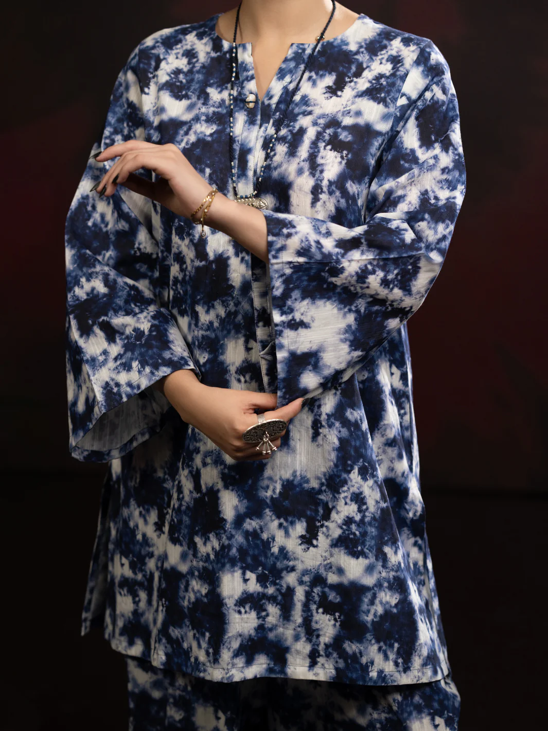 Blue Slub Khaddar 2Pc Stitched - AL-2PS-LKS-1092 - Image 2