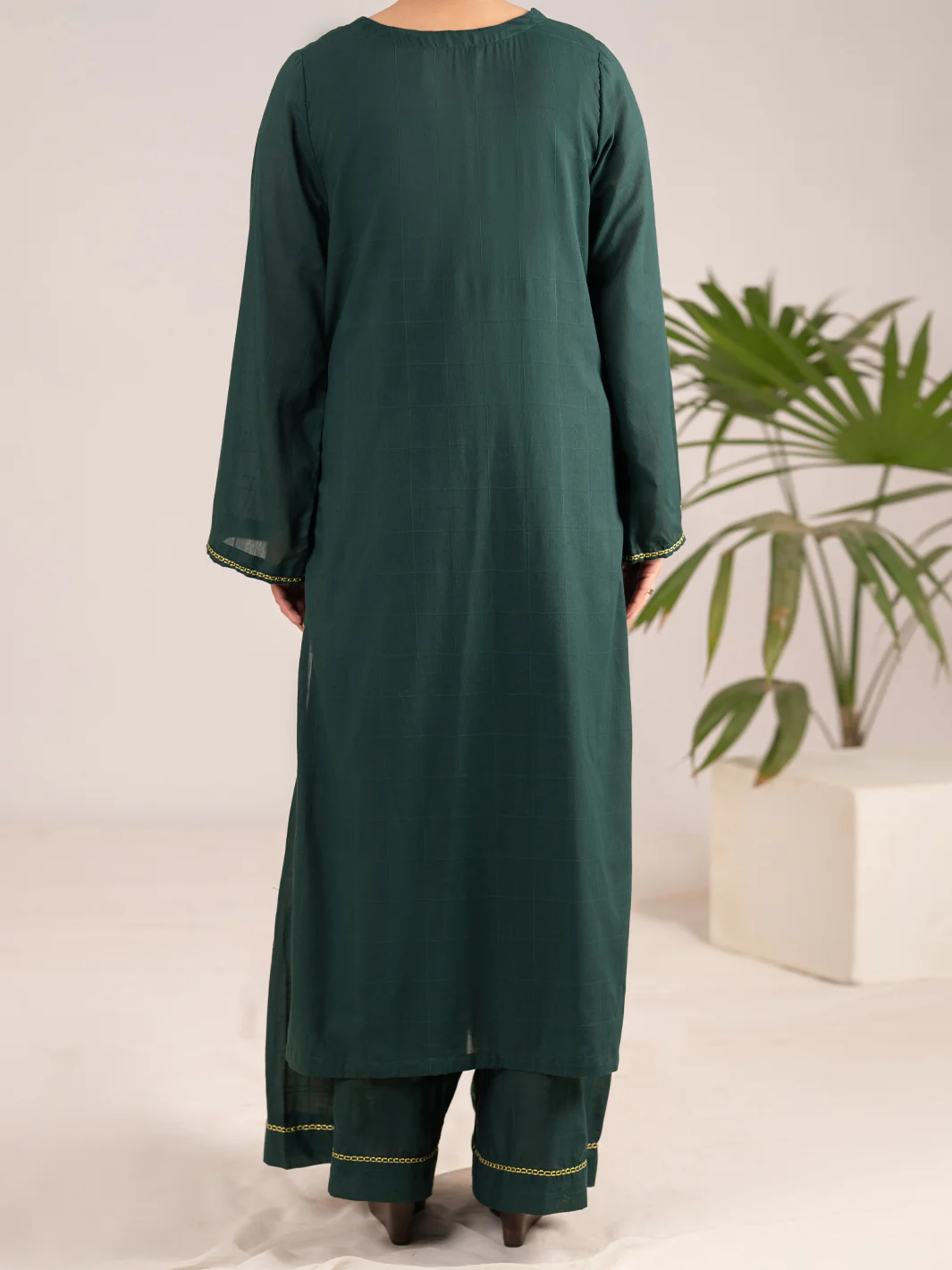 Green Dobby Square 2Pc Stitched - AL-2PS-LKS-1097 - Image 3