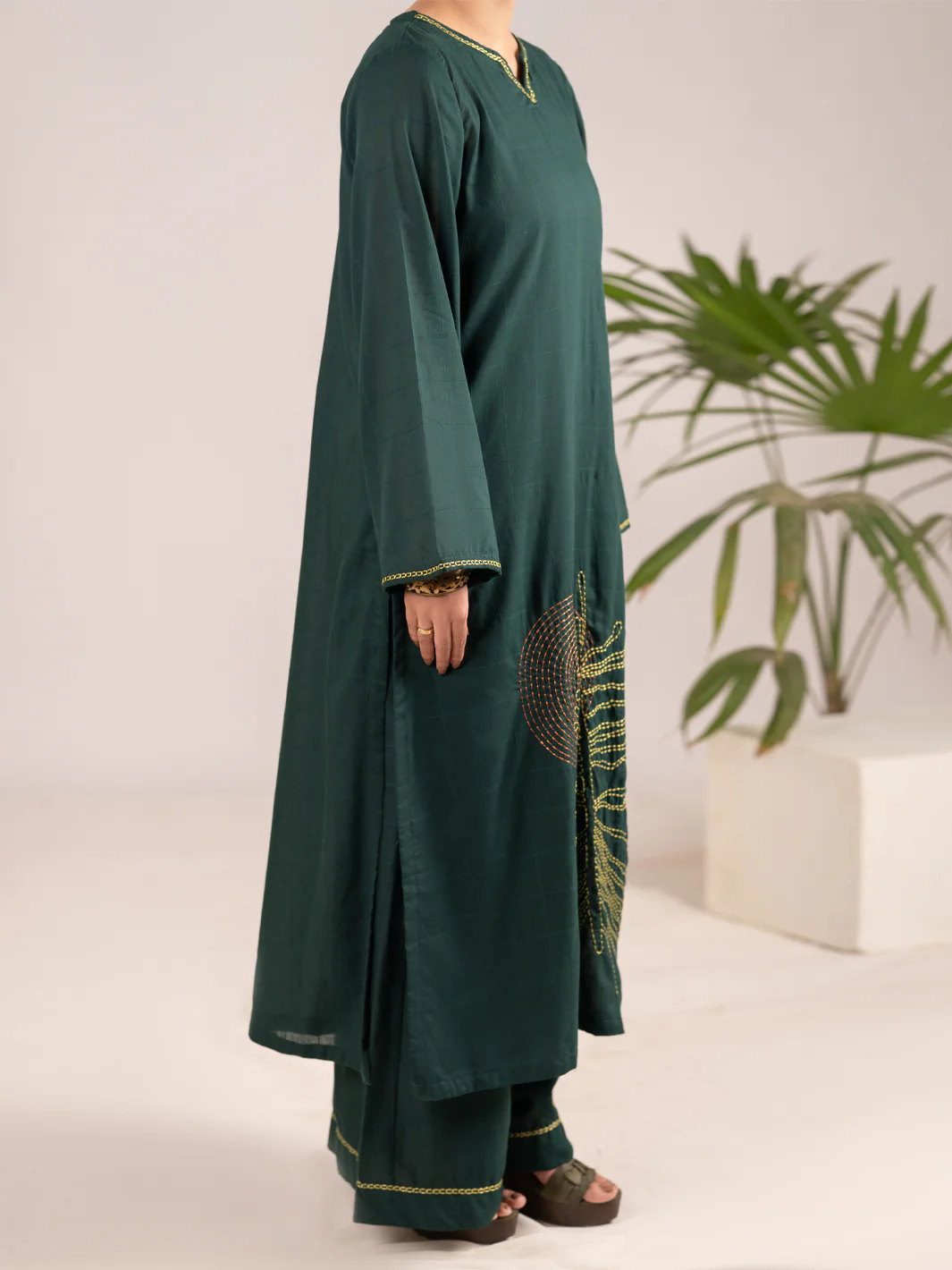 Green Dobby Square 2Pc Stitched - AL-2PS-LKS-1097 - Image 4