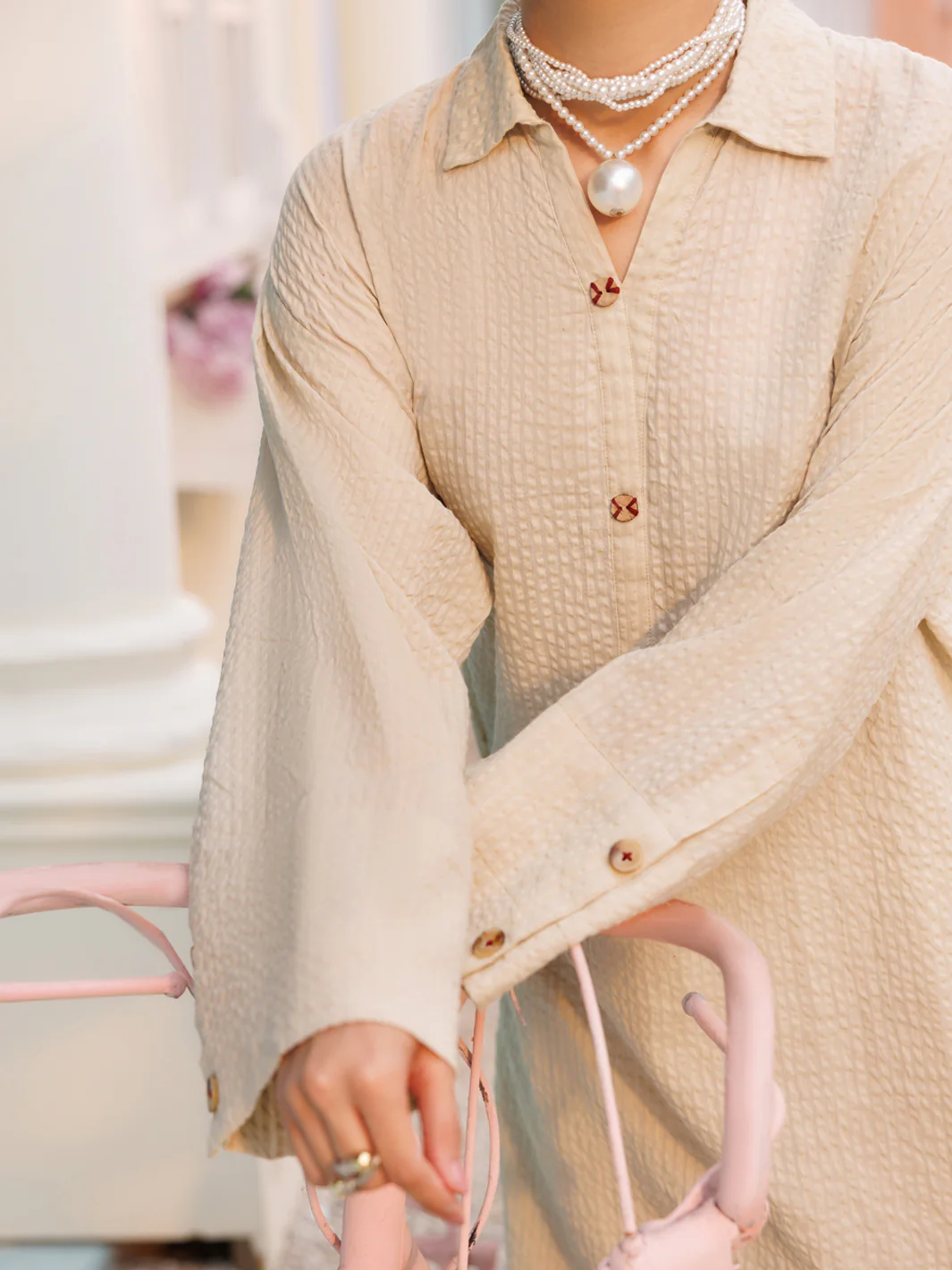 Beige Seersucker 2Pc Stitched - AL-2PS-LKS-1125 - Image 5