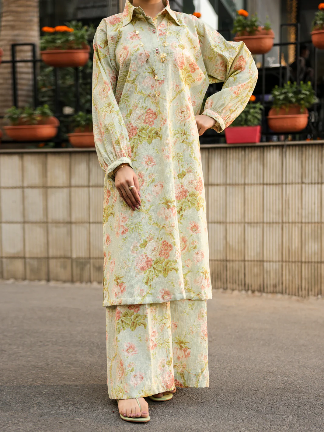 Beige Seersucker 2Pc Stitched - AL-2PS-LKS-1131 - Image 3