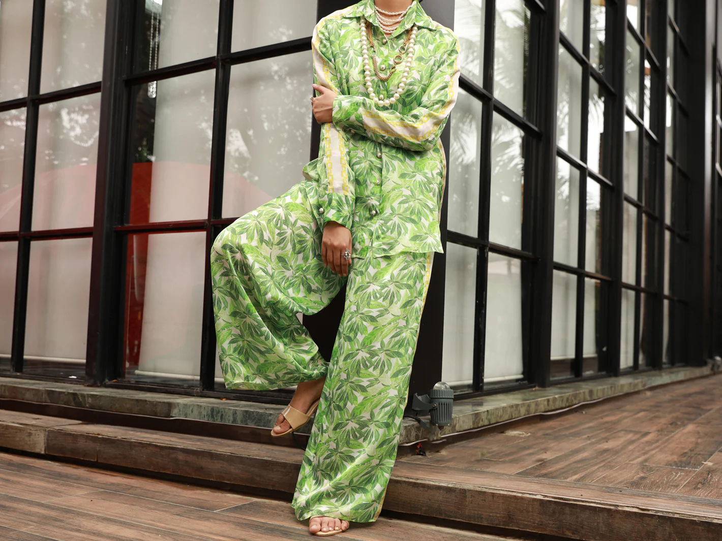 Green Satin 2 Piece Stitched - AL-2PS-LKS-847 - Image 3