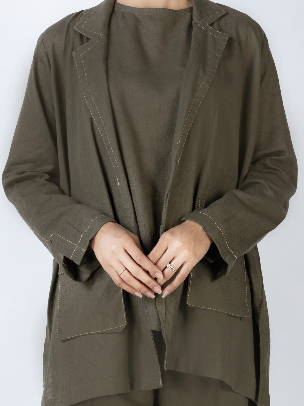 Army Green Charmeuse 2 Piece Stitched - AL-2PS-LKS-905 - Image 3