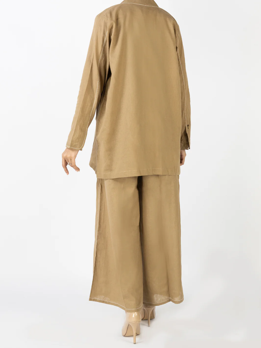Khaki Charmeuse 2 Piece Stitched - AL-2PS-LKS-908 - Image 2