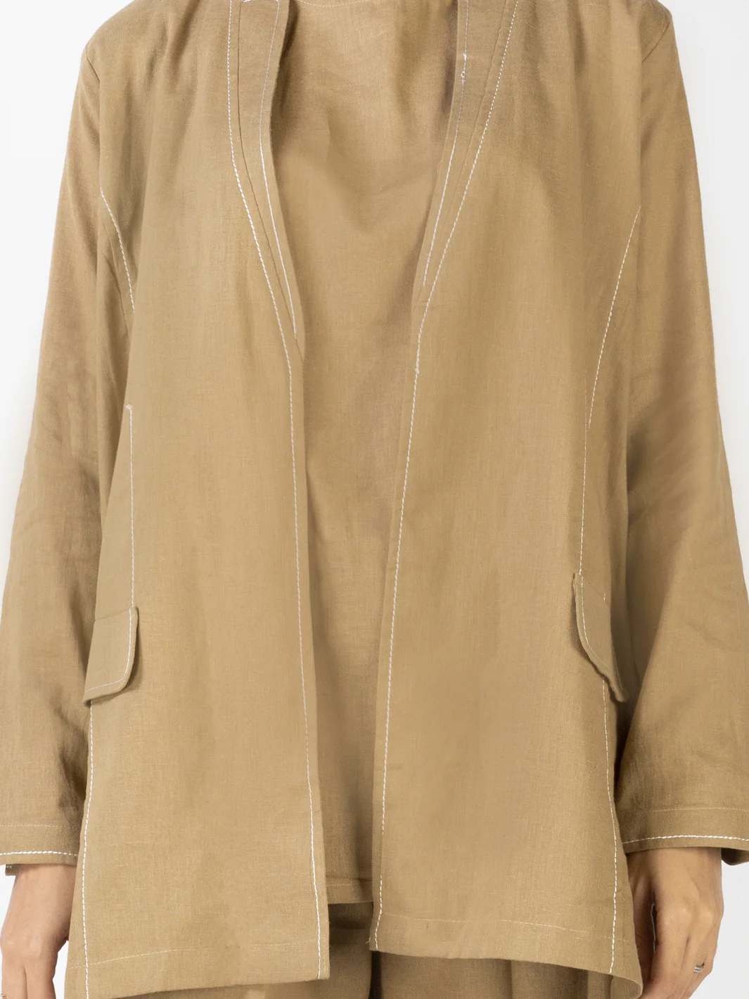 Khaki Charmeuse 2 Piece Stitched - AL-2PS-LKS-908 - Image 3