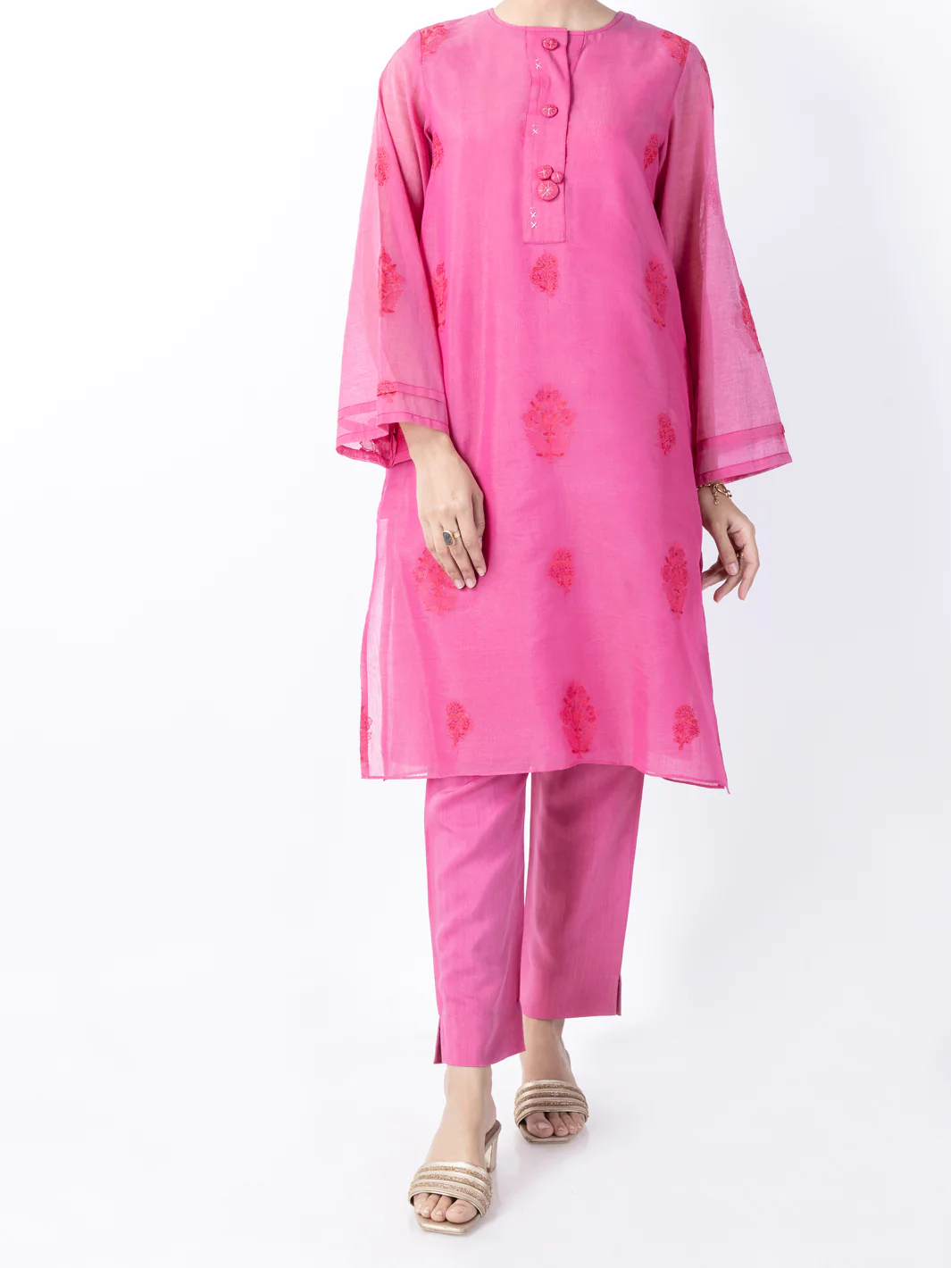 Pink Poly Cotton 2Pc Stitched - AL-2PS-LKS-946B