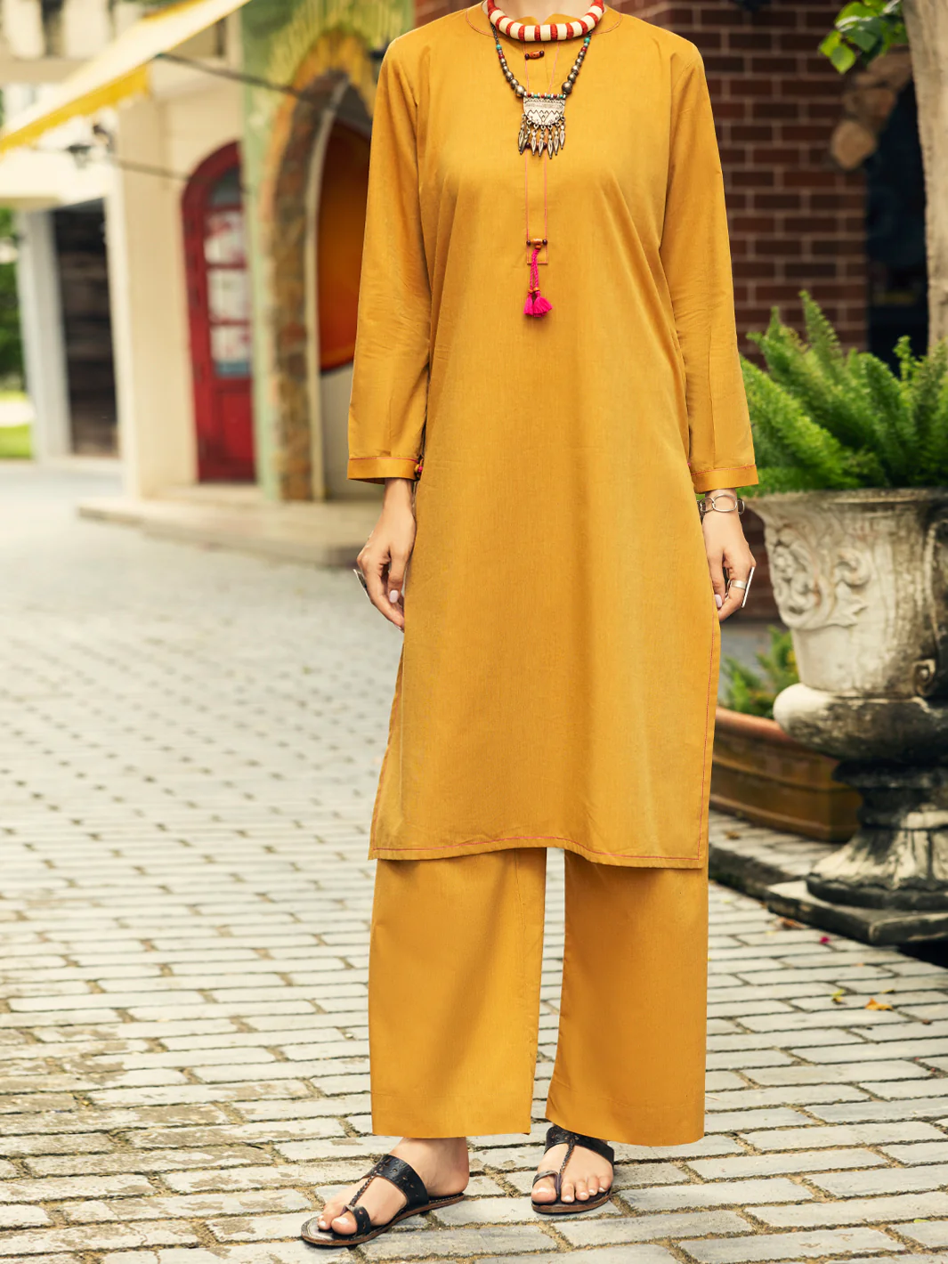 Peach Yarn Dyed Formal 2 Piece Stitched - AL-2PS-LKS-985