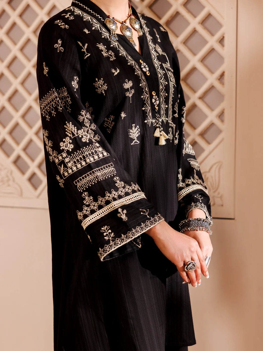 Black Cotton Dobby 2Pc Stitched - AL-2PS-LKS-997 - Image 3