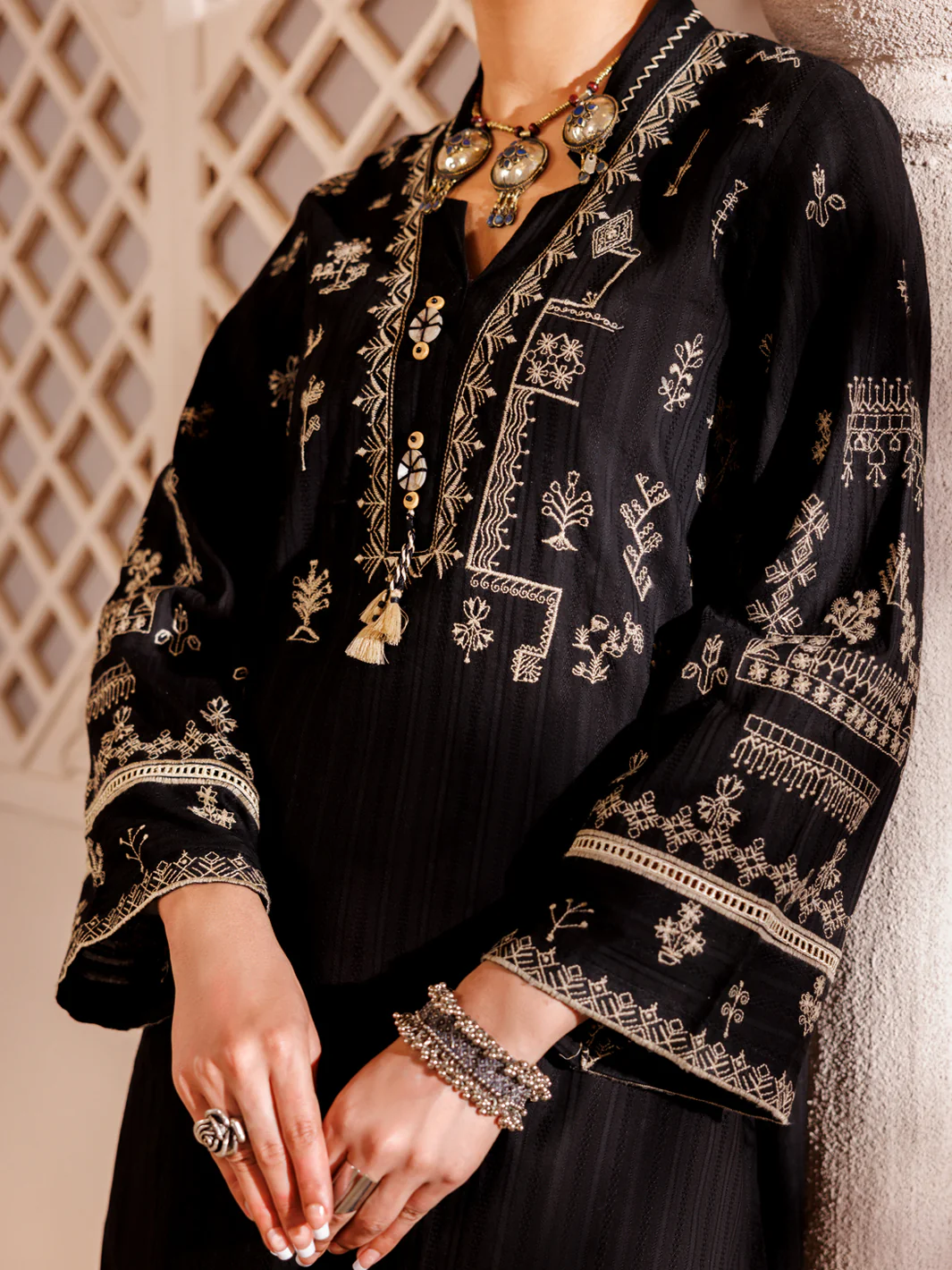 Black Cotton Dobby 2Pc Stitched - AL-2PS-LKS-997 - Image 4