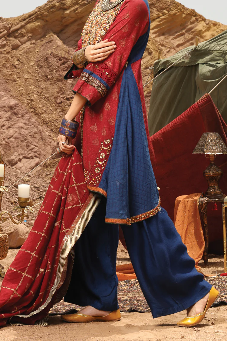 Red Karandi 2 Piece Stitched - AL-2PS-LS-199 - Image 3
