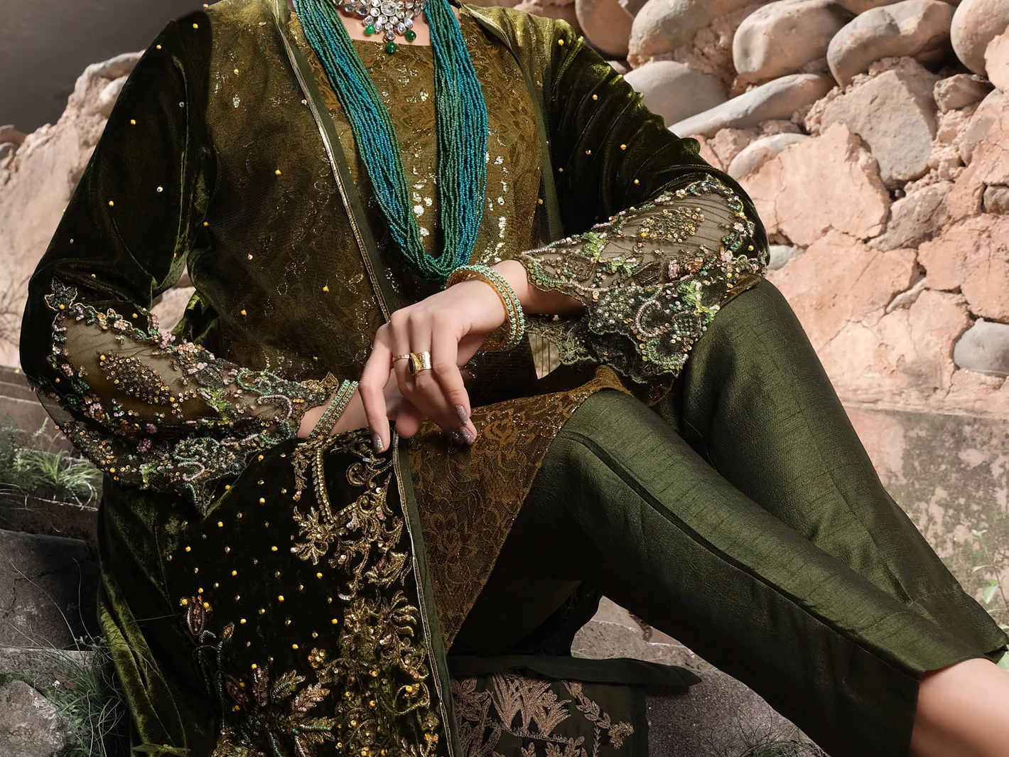 Green 2 Piece Formal - AL-2PS-LS-298 - Image 2