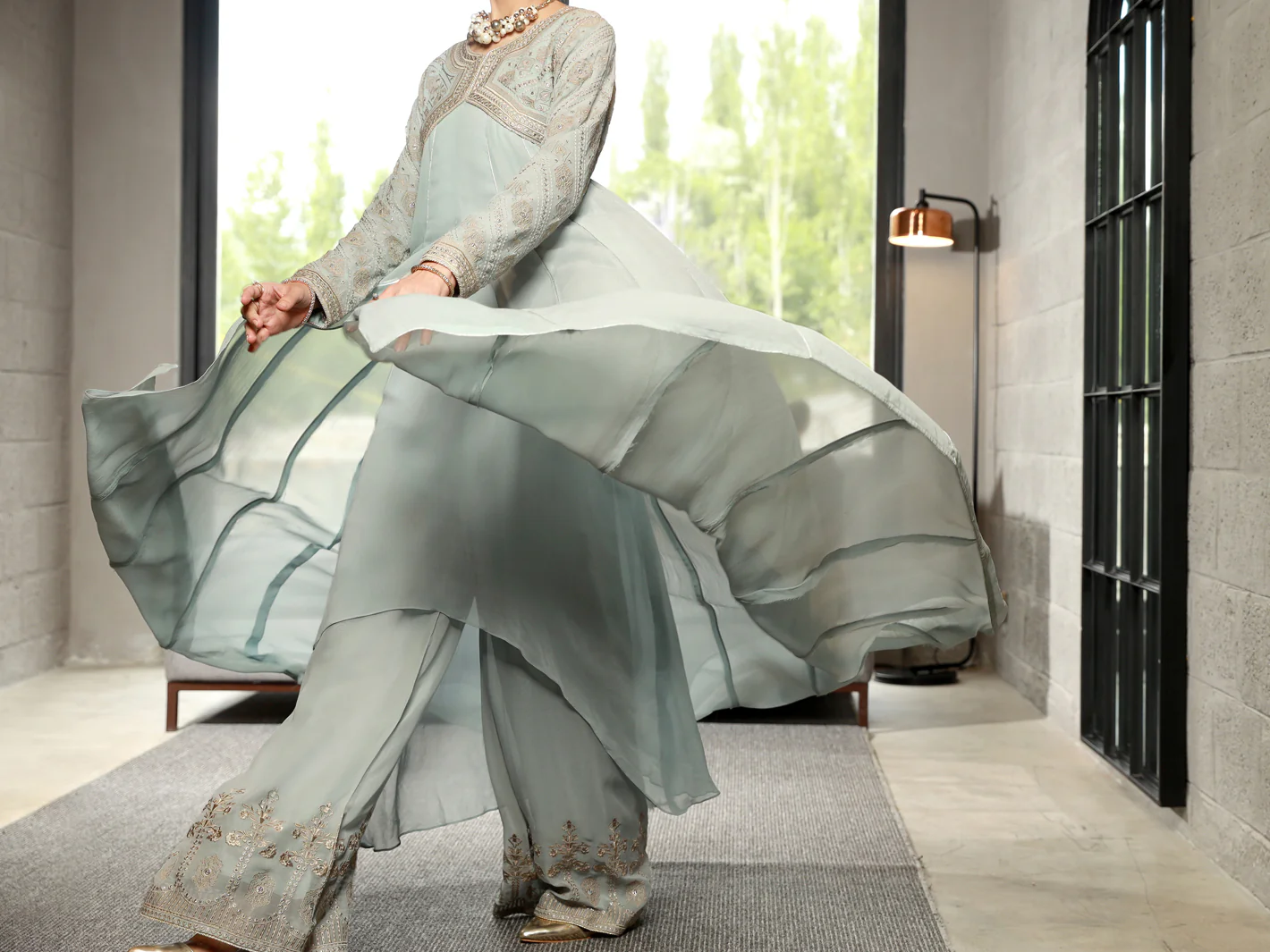 Grey 2 Piece Formal Stitched - AL-2PS-LS-334 - Image 2