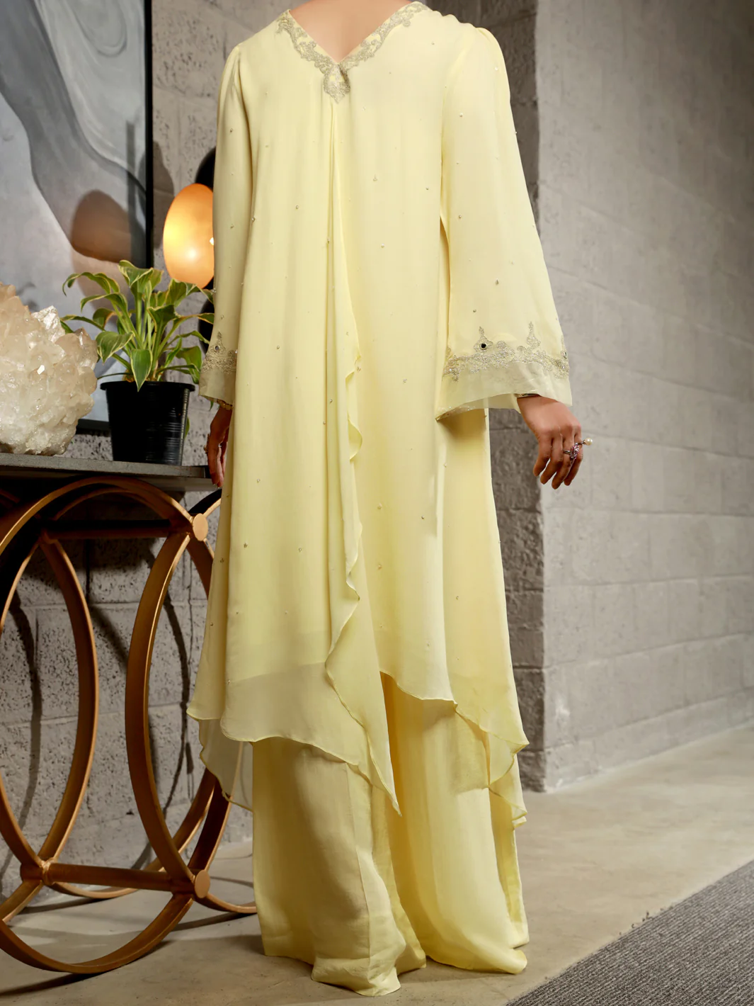 Lime Yellow 2 Piece Formal Stitched - AL-2PS-LS-336 - Image 2
