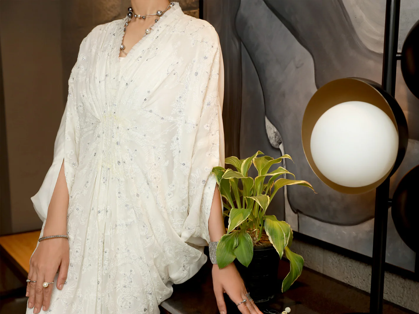 White Georgette 2 Piece Formal Stitched - AL-2PS-LS-337 - Image 3