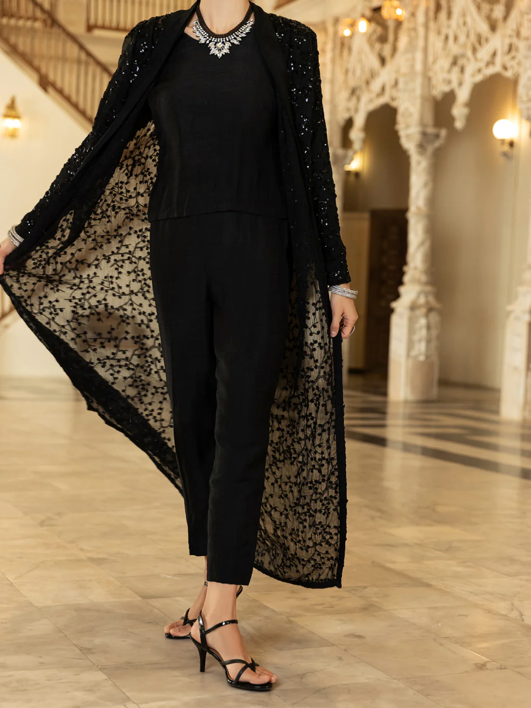 Black Chiffon 2 Piece Formal Stitched - AL-2PS-LS-351 - Image 6
