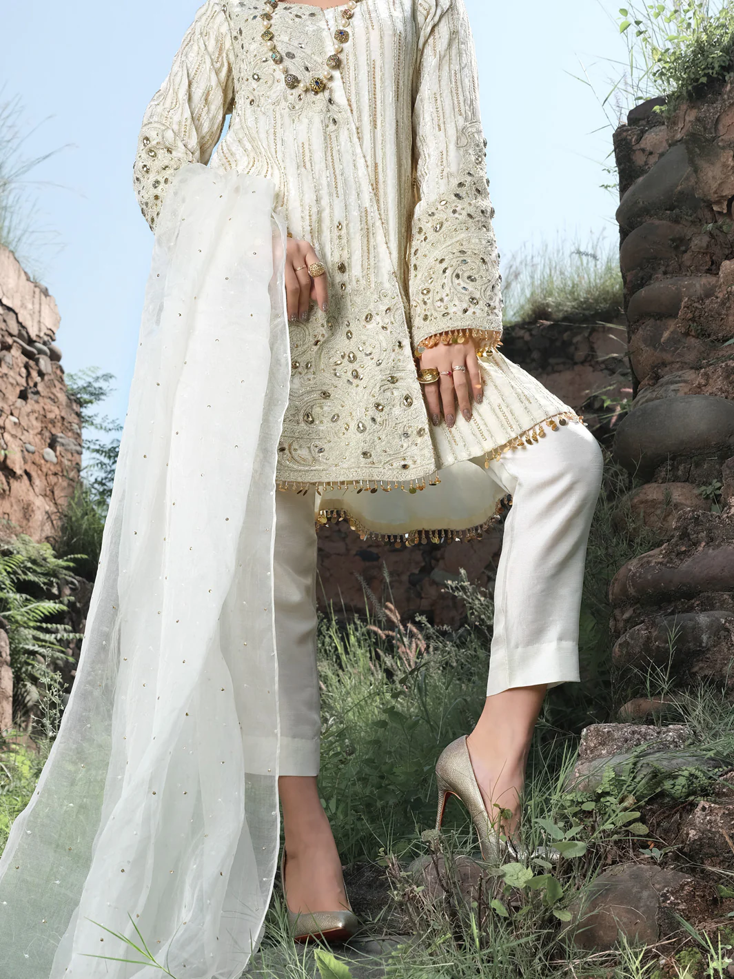 Off White 3 Piece Formal Stitched - AL-3PS-LS-307