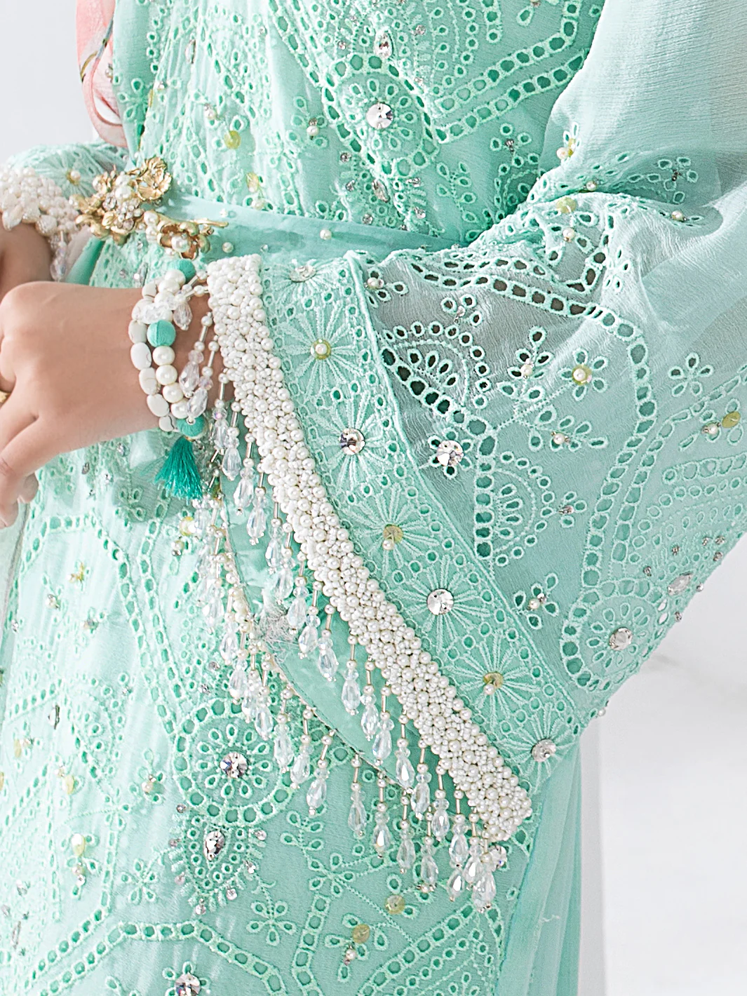 Sea Green Bemberg Chiffon 3 Piece Formal Stitched - AL-3PS-LS-310 - Image 3