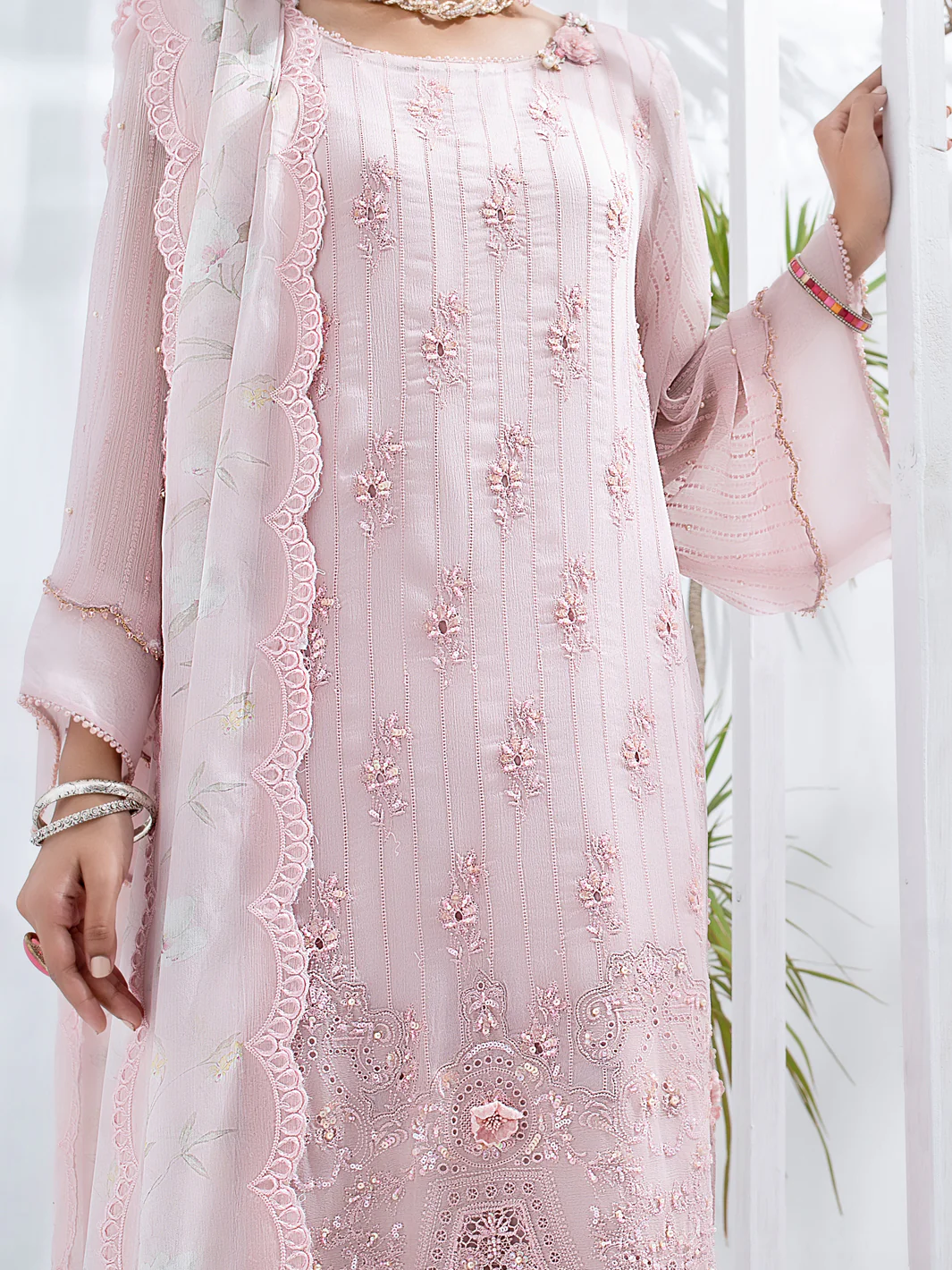 Light Pink Bemberg Chiffon 3 Piece Formal Stitched - AL-3PS-LS-311 - Image 3