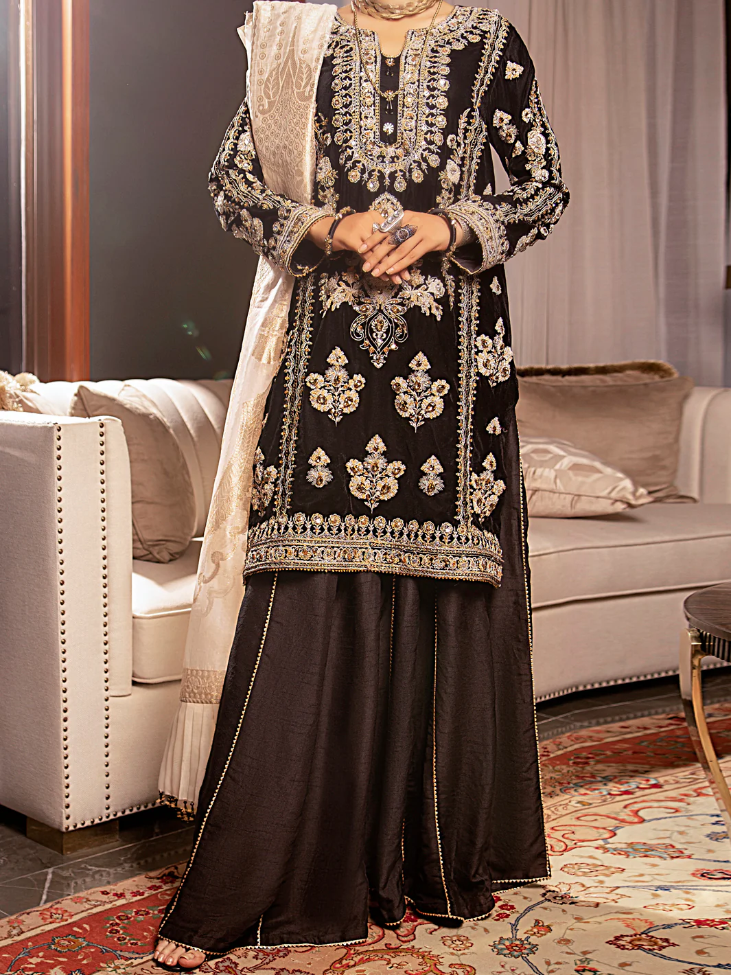 Black Velvet 3 Piece Formal Stitched - AL-3PS-LS-340 - Image 6