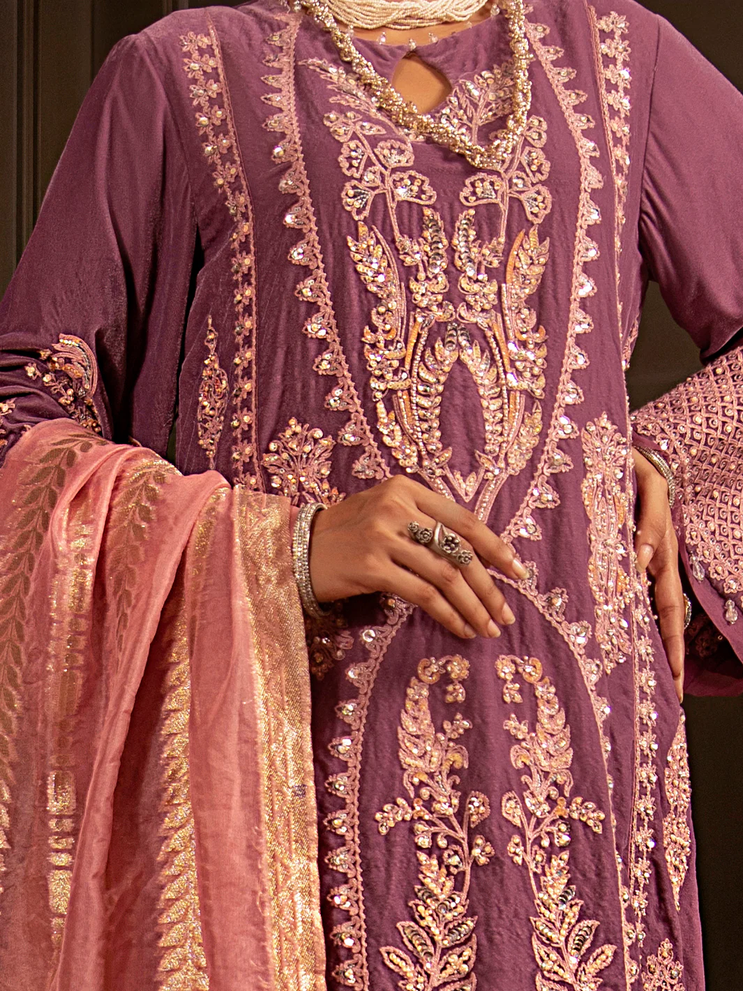 Light Purple Velvet 3 Piece Formal Stitched - AL-3PS-LS-343 - Image 6