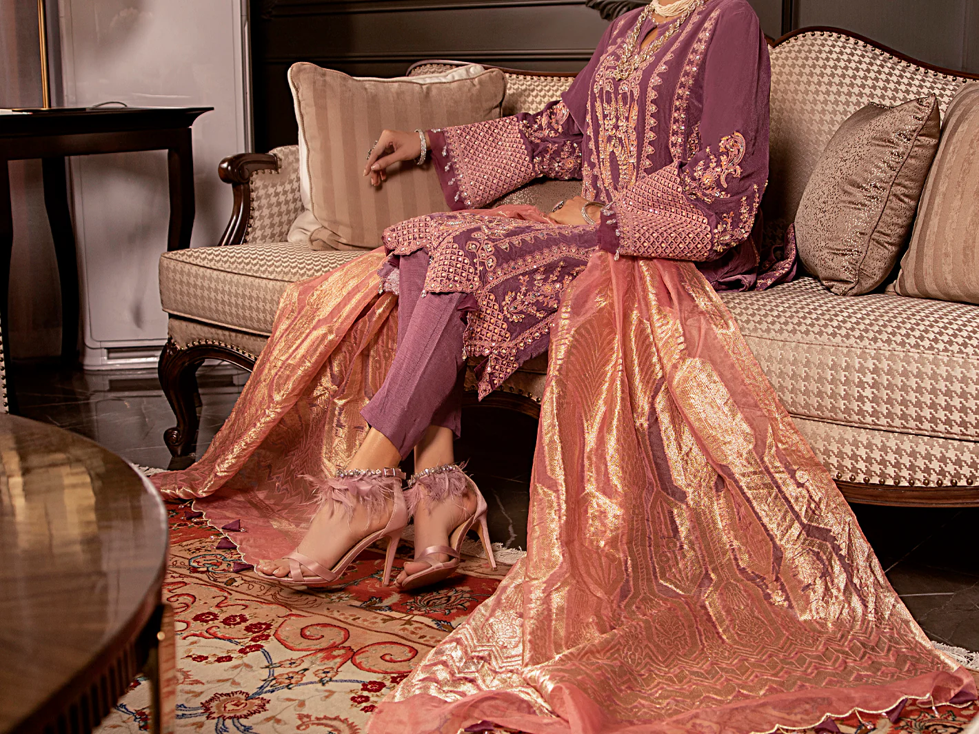 Light Purple Velvet 3 Piece Formal Stitched - AL-3PS-LS-343 - Image 7