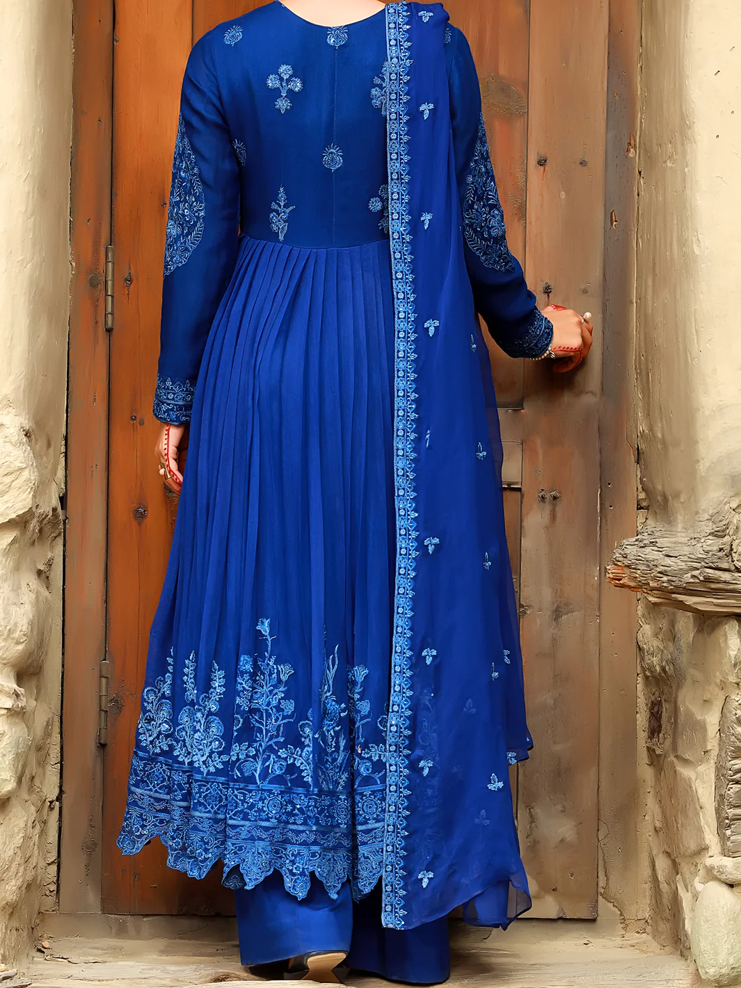 Blue 3 Piece Formal Khaddi Stitched - AL-3PS-LS-368 - Image 2