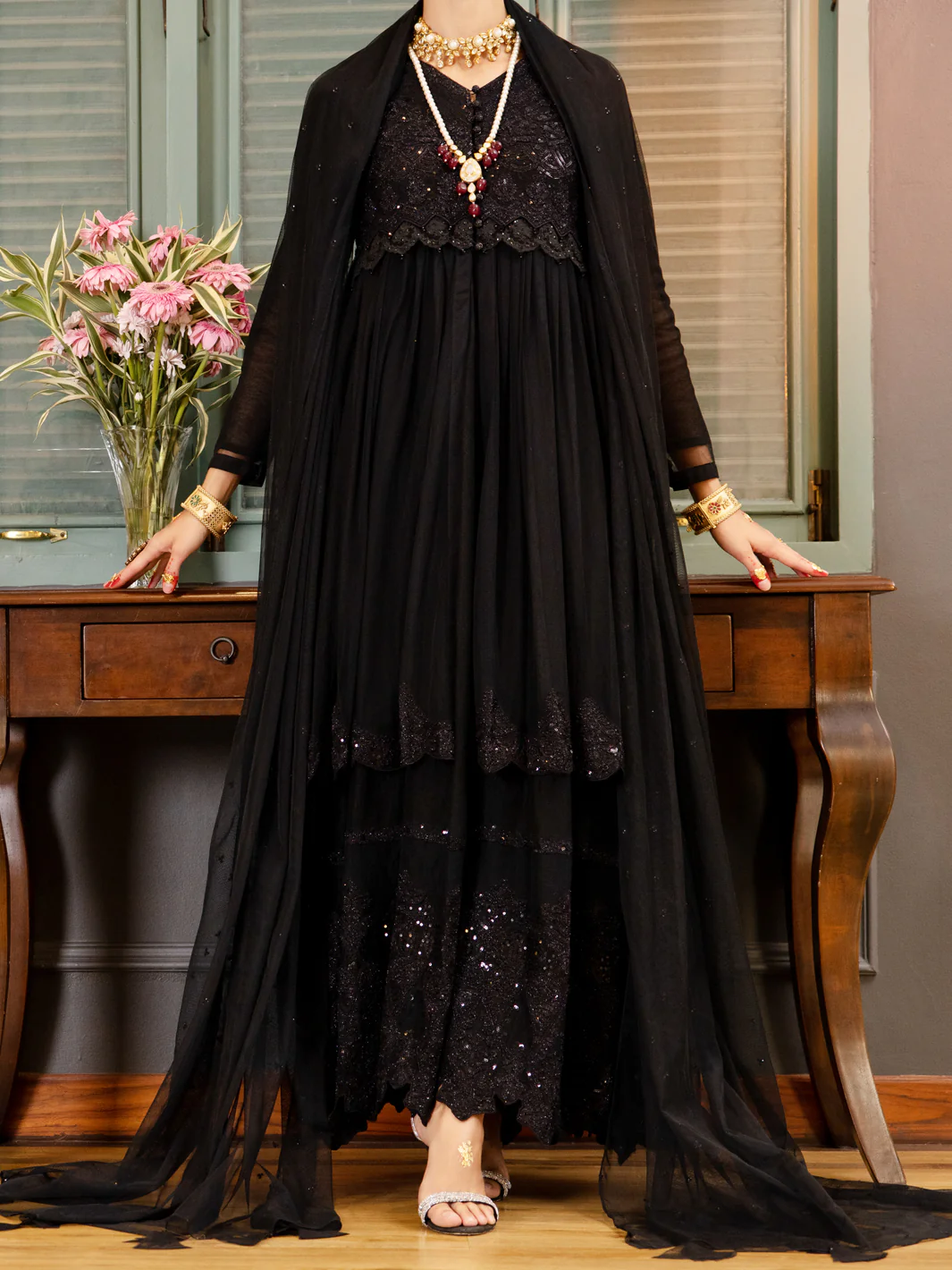 Black Poly-Net 3 Piece Formal Stitched - AL-3PS-LS-375 - Image 2