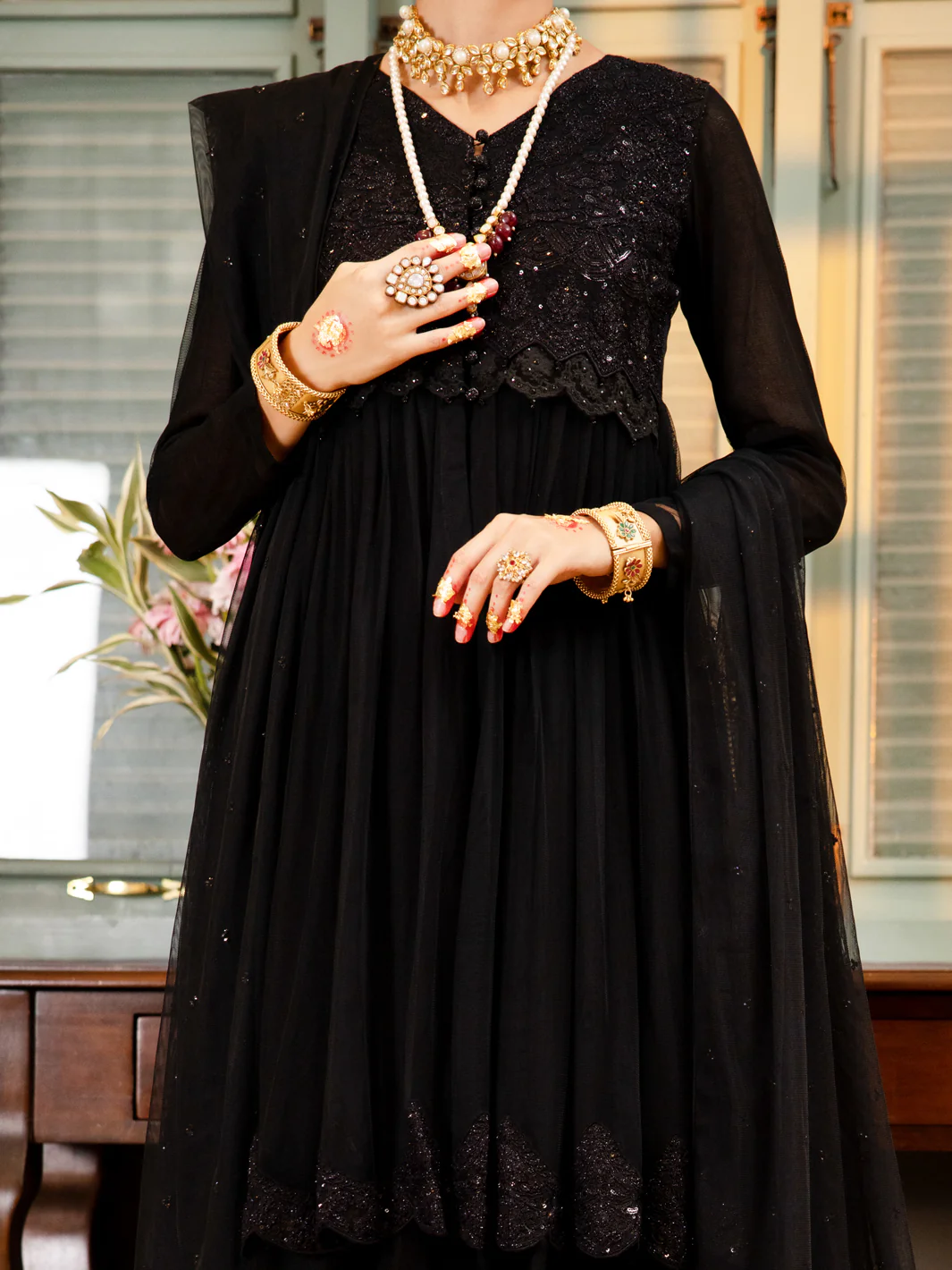Black Poly-Net 3 Piece Formal Stitched - AL-3PS-LS-375 - Image 4