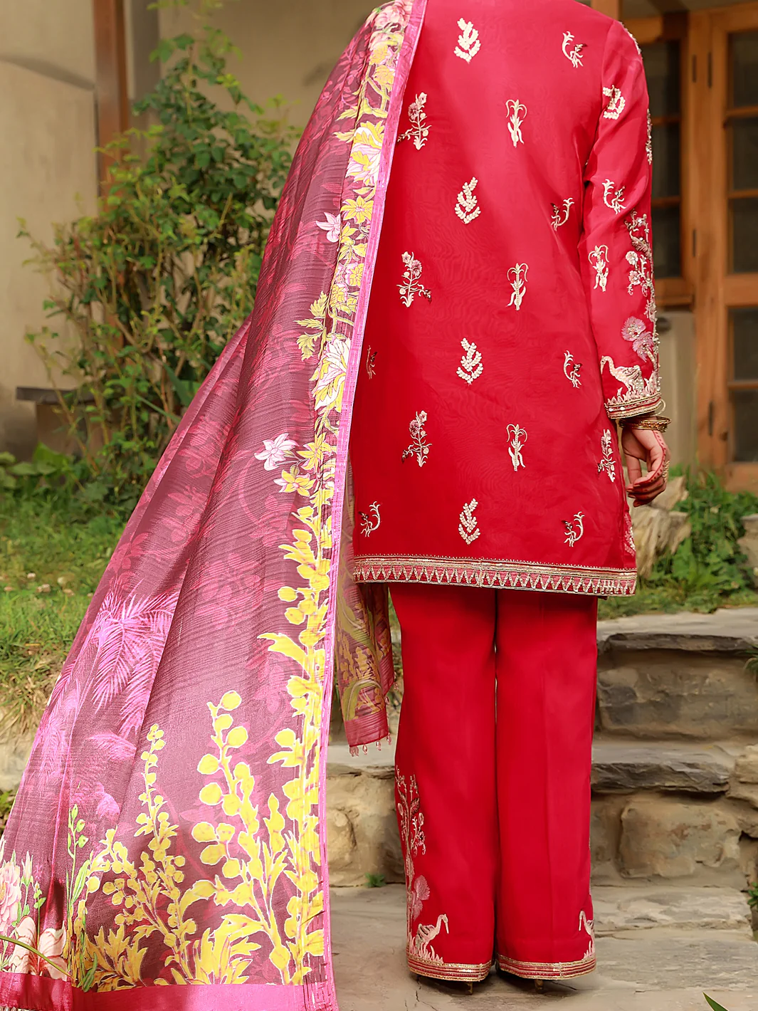 Fuchsia Organza 3 Piece Formal Stitched - AL-3PS-LS-376 - Image 2