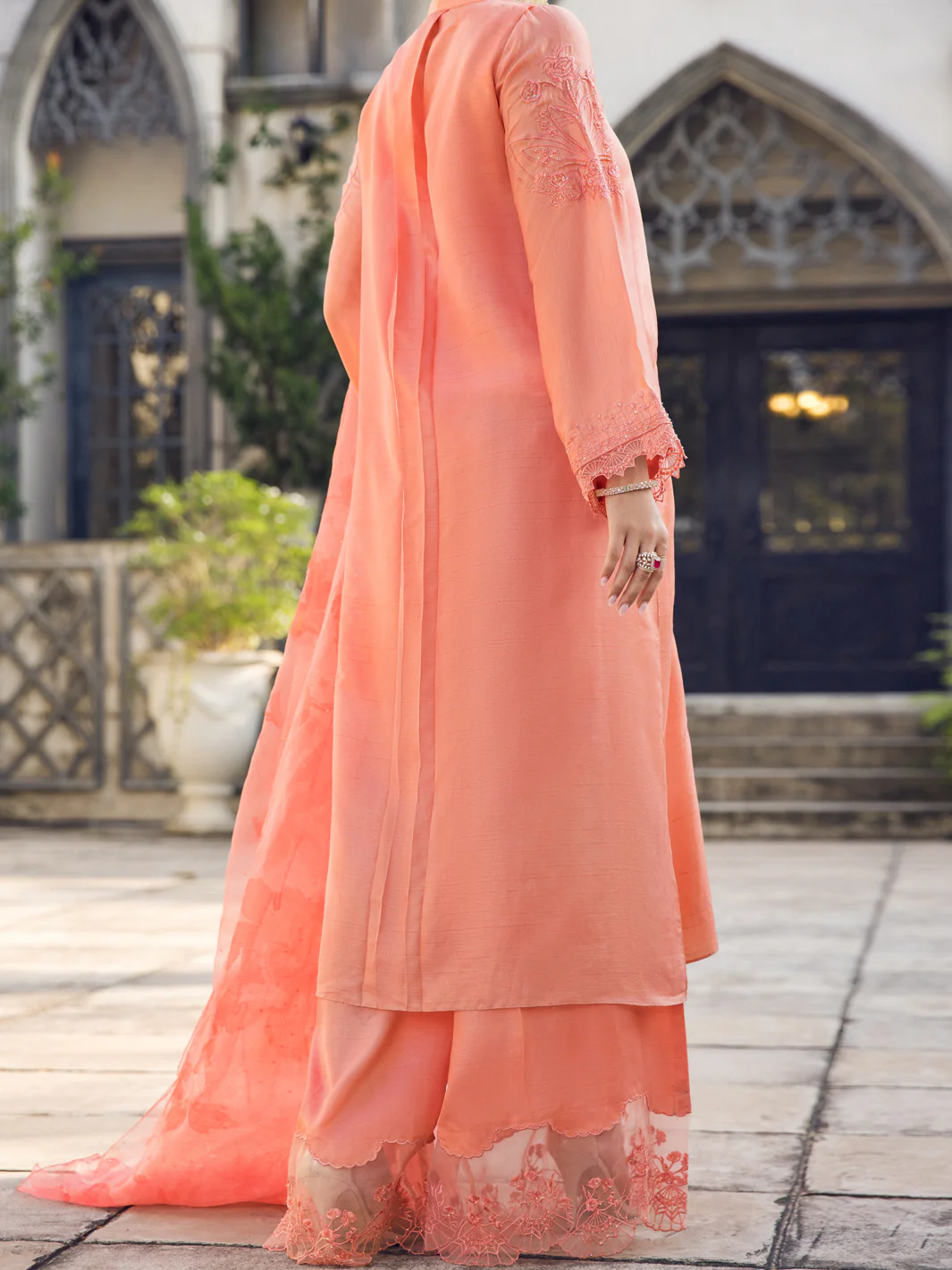 Peach Raw Silk 3 Piece Formal Stitched - AL-3PS-LS-397 - Image 2