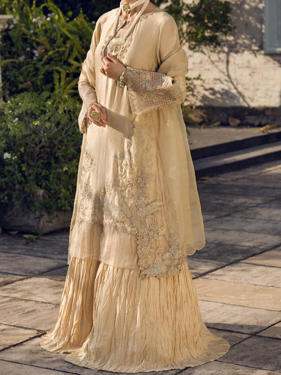 Beige Dola Silk 3 Piece Formal Stitched - AL-3PS-LS-399 - Image 4