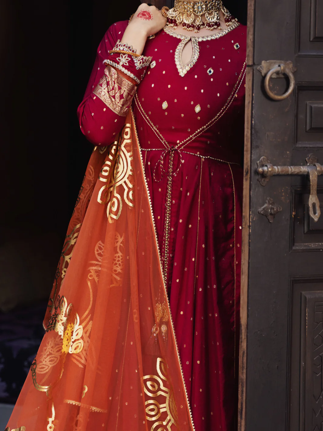 Red Golden Booti 3 Piece Formal Stitched - AL-3PS-LS-405 - Image 2