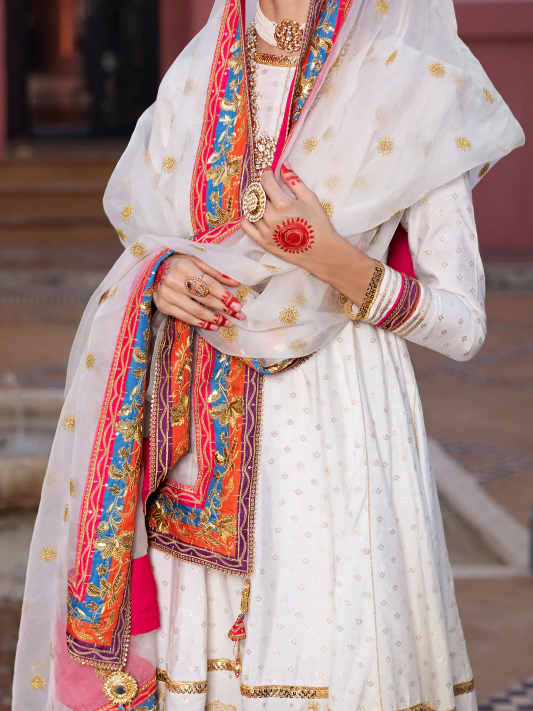 Off White Golden Booti 3 Piece Formal Stitched - AL-3PS-LS-406 - Image 4