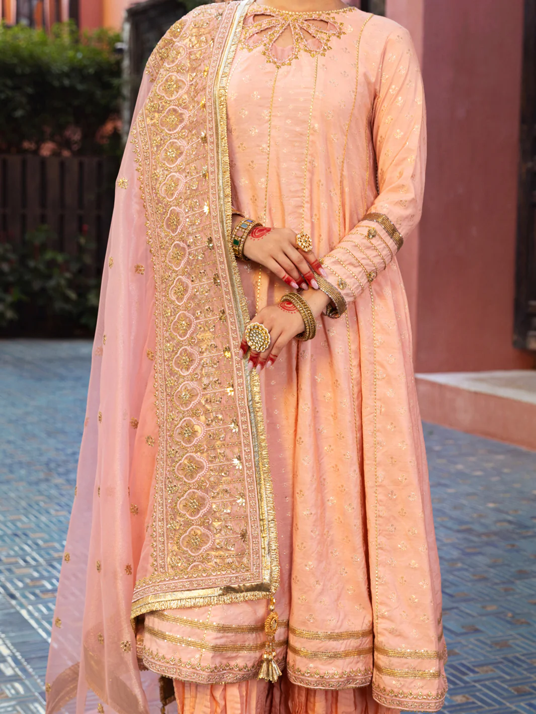 Peach Golden Booti 3 Piece Formal Stitched - AL-3PS-LS-407 - Image 3