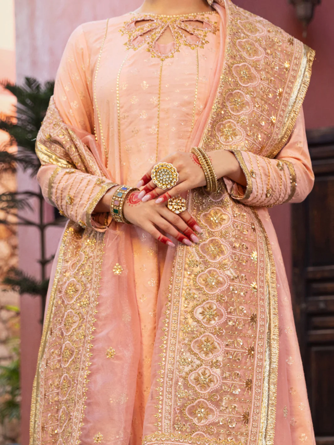 Peach Golden Booti 3 Piece Formal Stitched - AL-3PS-LS-407 - Image 4