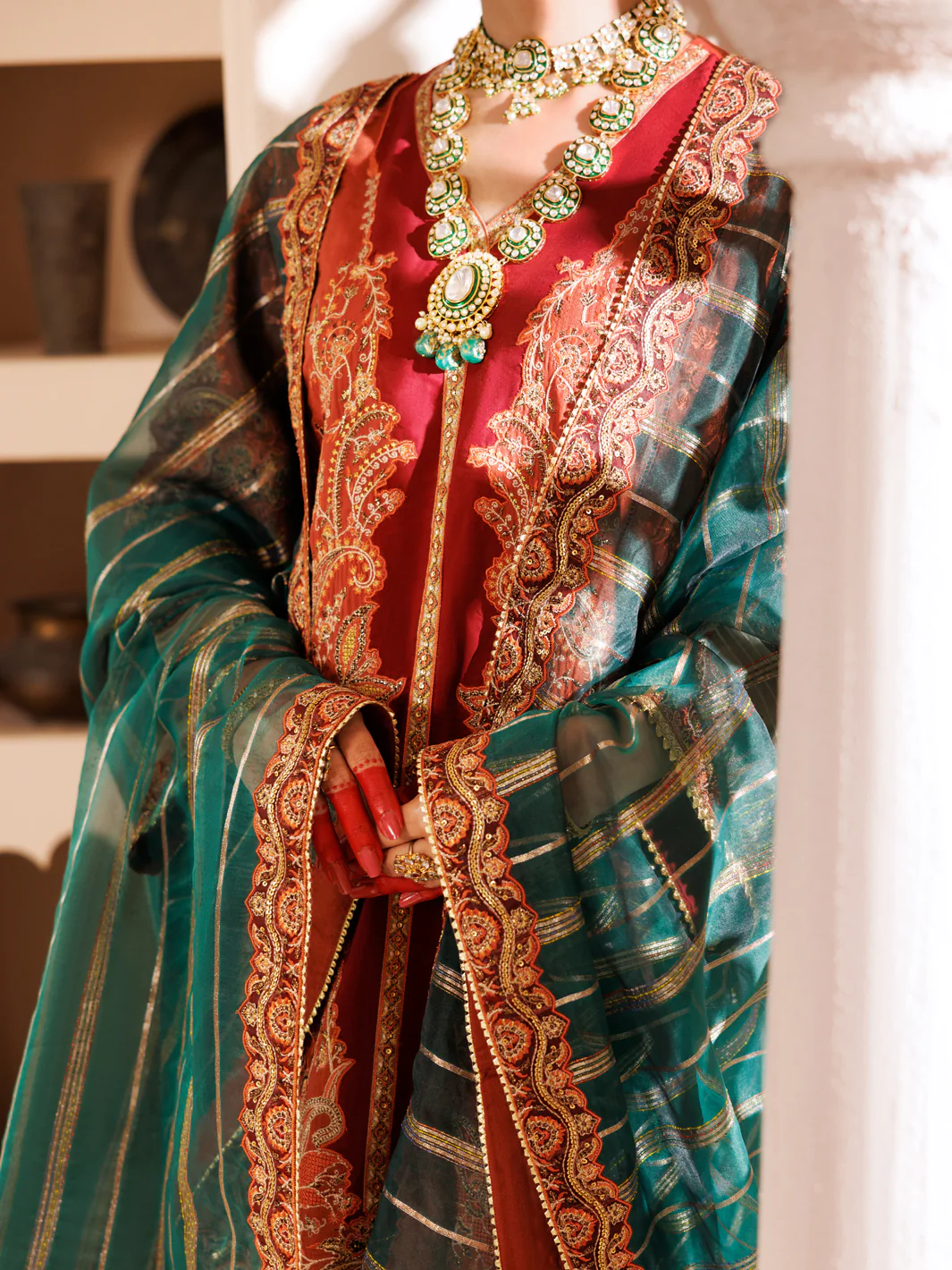 Rust Raw Silk 3Pc Formal Stitched - AL-3PS-LS-453 - Image 2