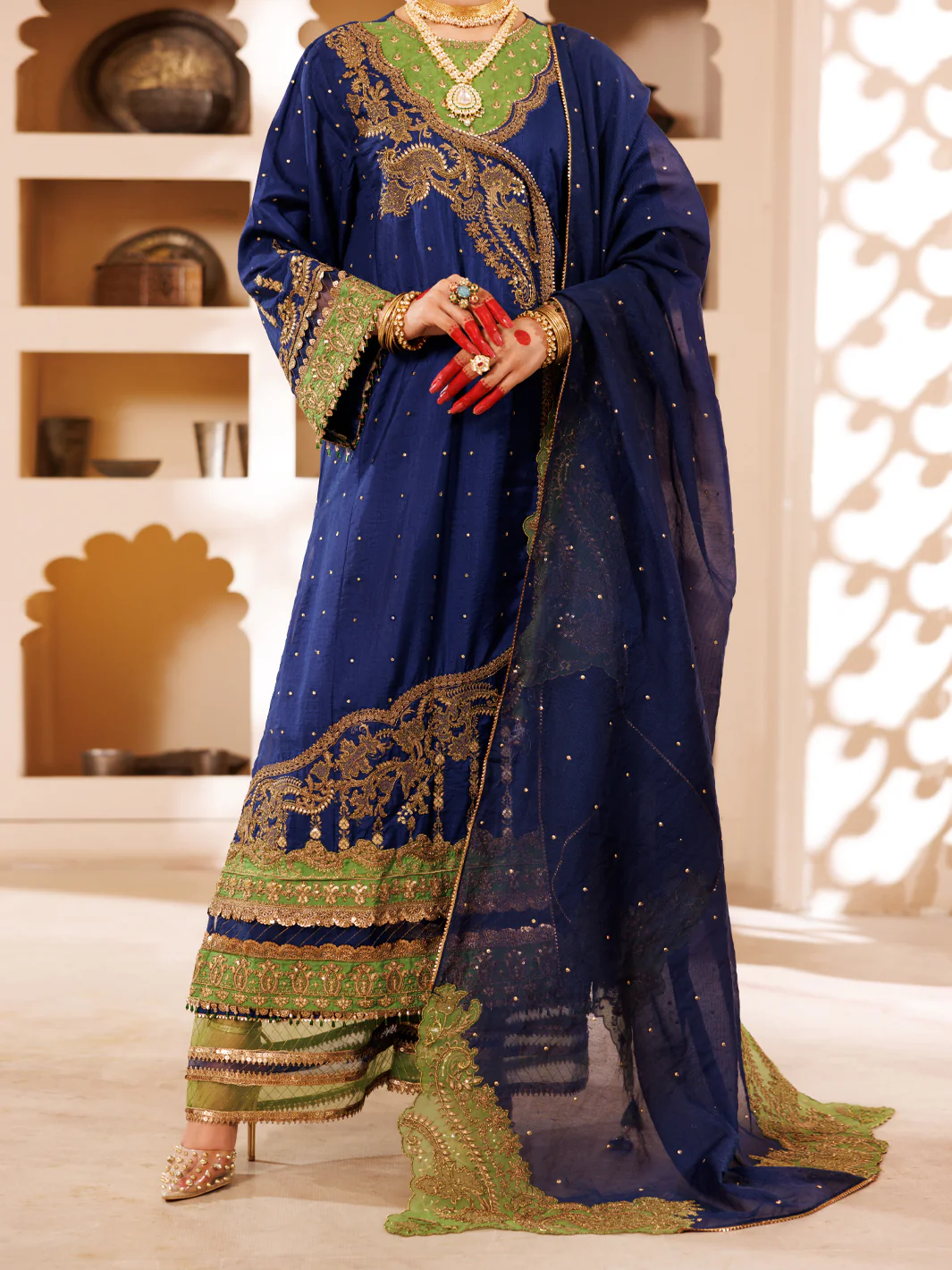 Blue Slub Viscose 3Pc Formal Stitched - AL-3PS-LS-455