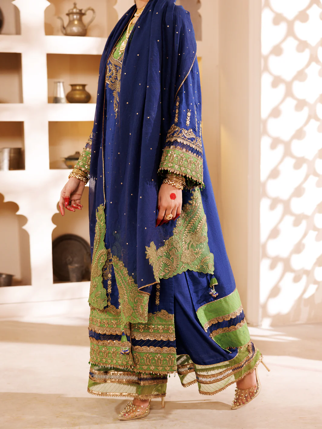 Blue Slub Viscose 3Pc Formal Stitched - AL-3PS-LS-455 - Image 2