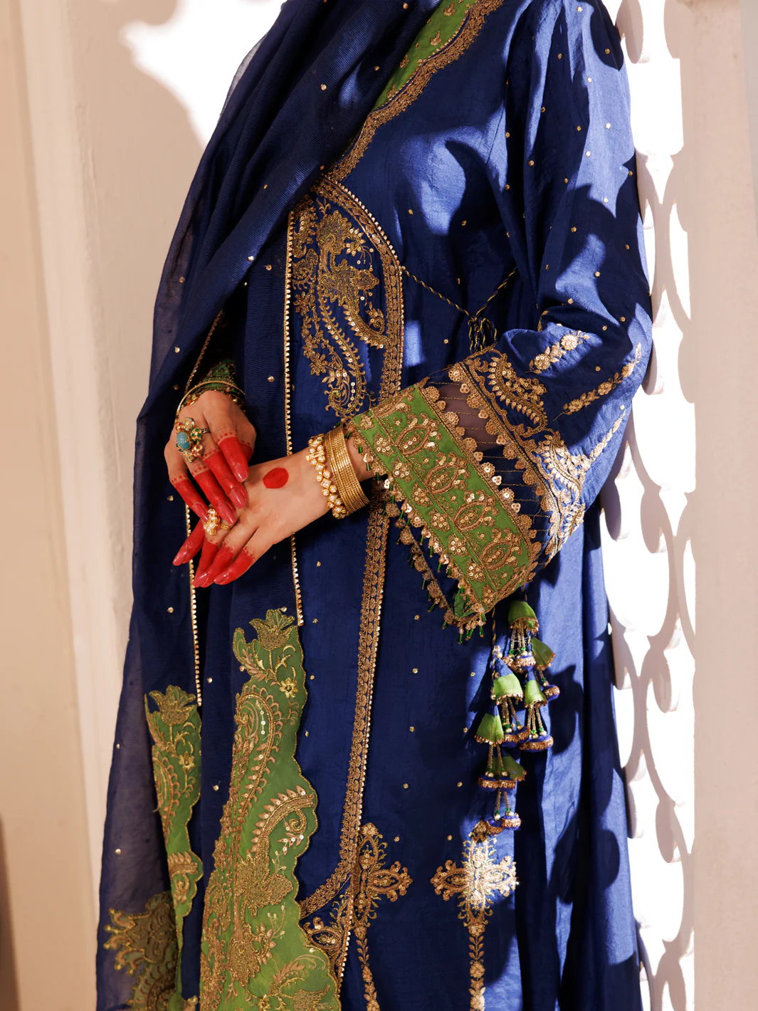 Blue Slub Viscose 3Pc Formal Stitched - AL-3PS-LS-455 - Image 3