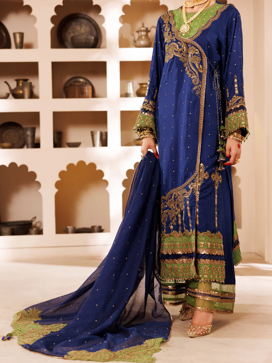 Blue Slub Viscose 3Pc Formal Stitched - AL-3PS-LS-455 - Image 4