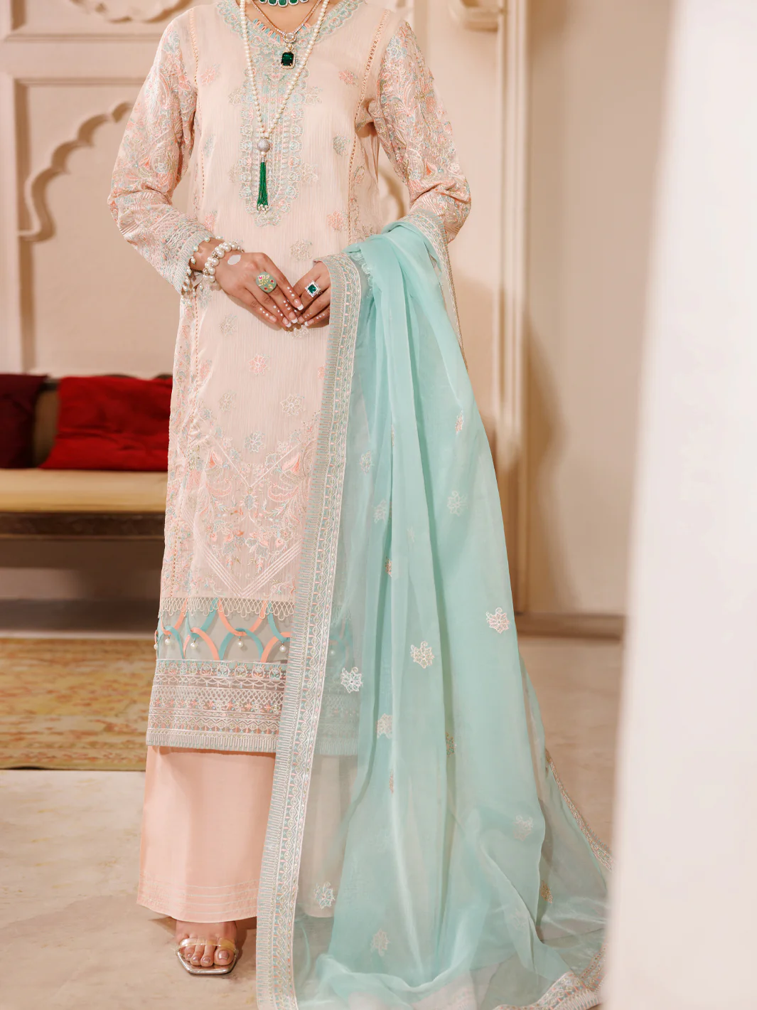 Light Pink Stripe Khaddi 3Pc Formal Stitched - AL-3PS-LS-456 - Image 3