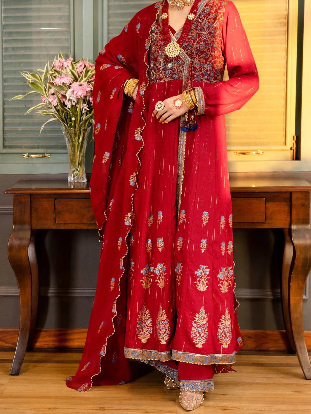 Maroon Yarn Dyed 3Pc Formal Stitched - AL-3PS-LS-467 - Image 2