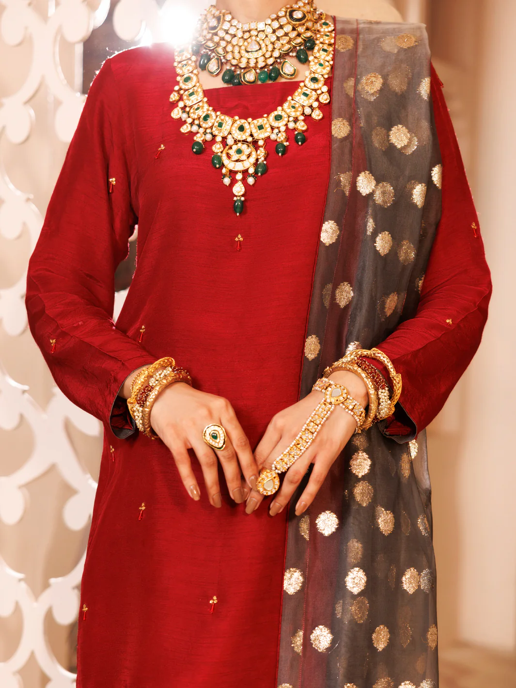 Maroon Silk Formal 3Pc Stitched - AL-3PS-LS-484 - Image 3