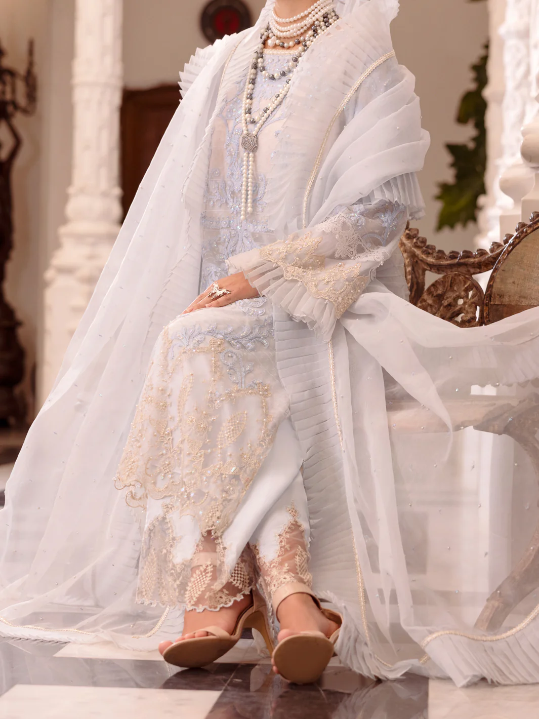 Sky Blue China Fabric Formal 3 Piece Stitched - AL-3PS-LS-509 - Image 3