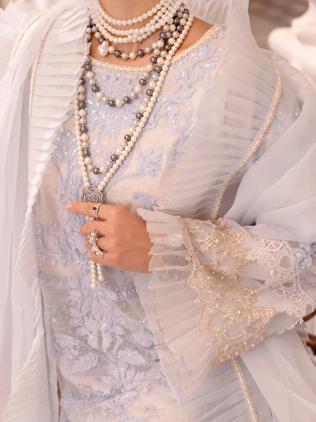Sky Blue China Fabric Formal 3 Piece Stitched - AL-3PS-LS-509 - Image 4