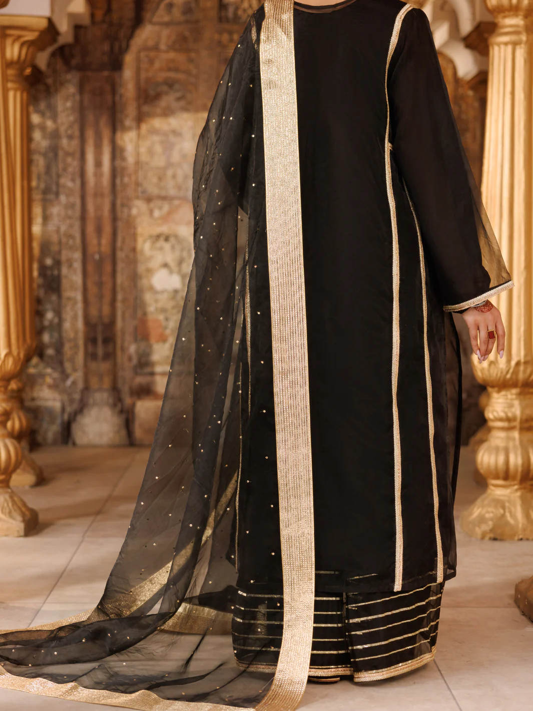 Black Organza Formal 3Pc Stitched - AL-3PS-LS-528 - Image 4