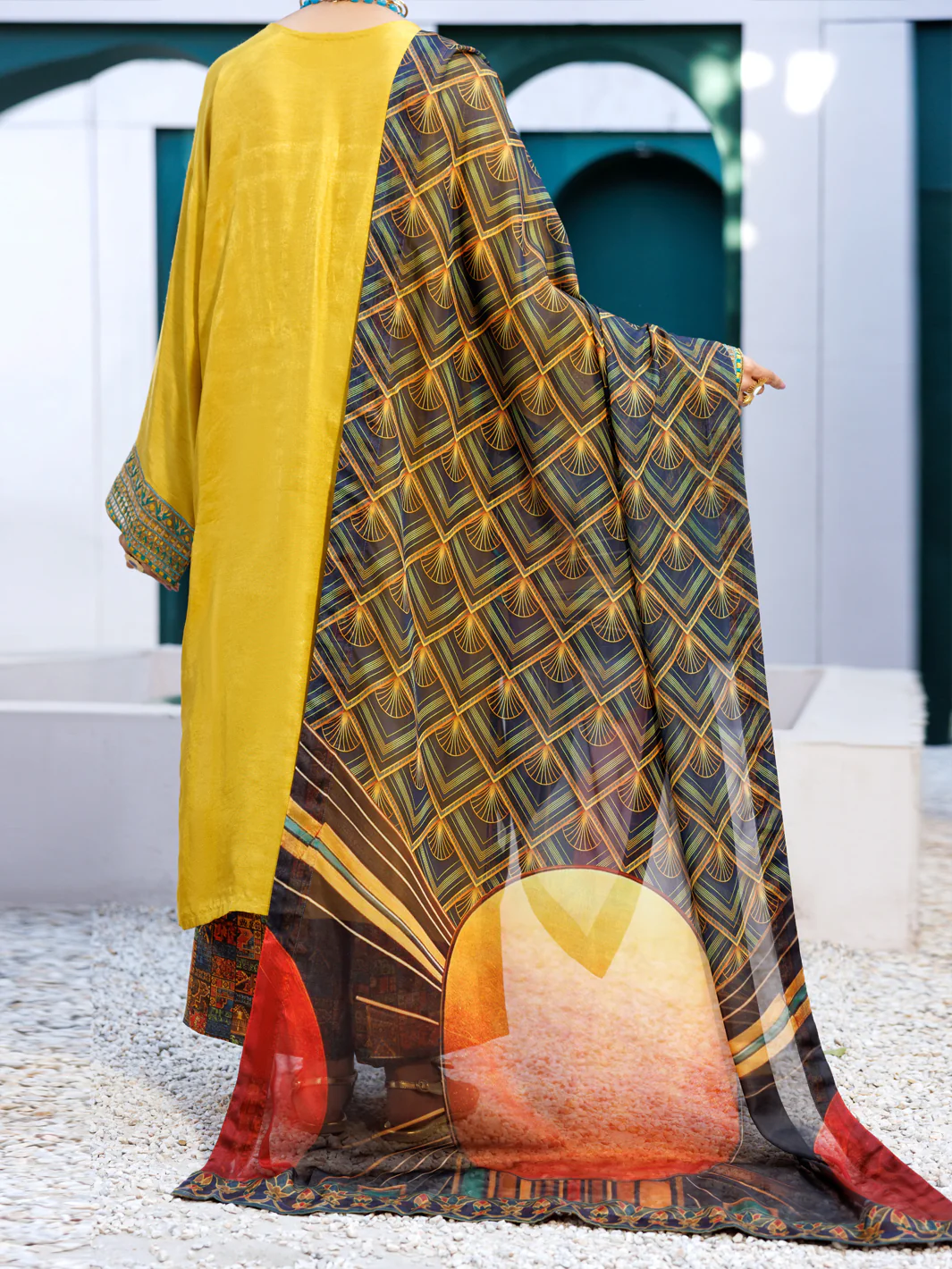 Yellow Raw Silk Formal 3Pc Stitched - AL-3PS-LS-546 - Image 2