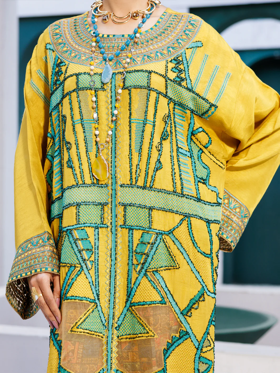 Yellow Raw Silk Formal 3Pc Stitched - AL-3PS-LS-546 - Image 3