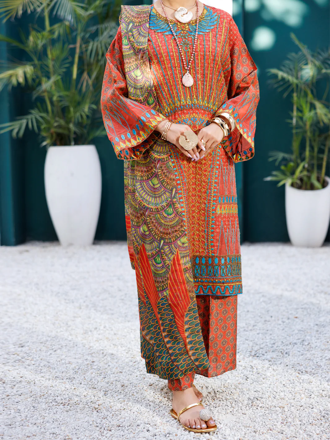Maroon Raw Silk Formal 3Pc Stitched - AL-3PS-LS-549 - Image 2