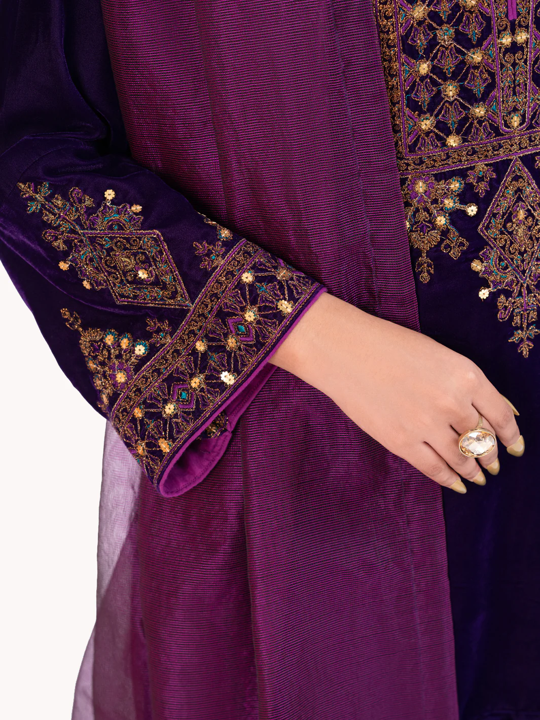 Purple Velvet Formal 3Pc Stitched - AL-3PS-LS-561 - Image 5